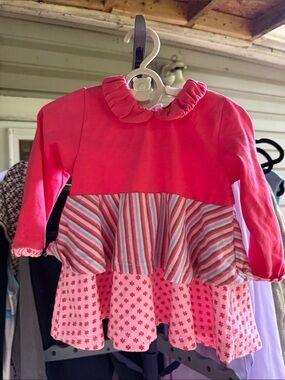 Rabbit Moon Infant Girls 12-18 mo Dress with tiers 93% Cotton high quality